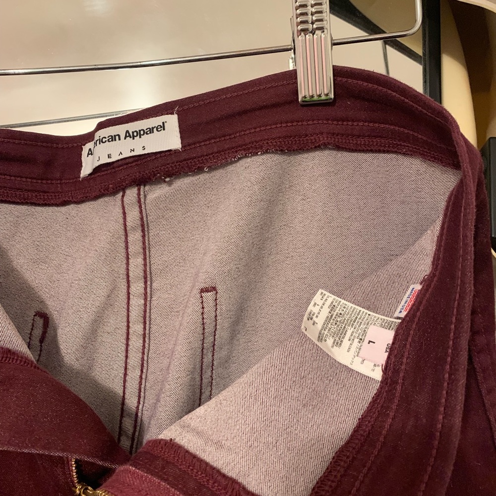 Straight long skinny Maroon pants.